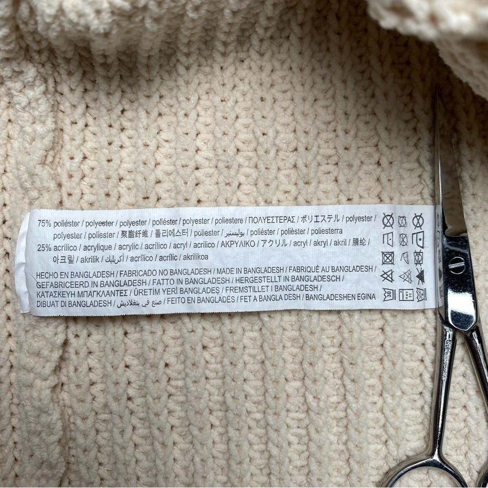 ZARA Girls Sz 13-14 Hooded Pullover Poly Blend Knit Sweater Cozy Cream - Picture 5 of 11